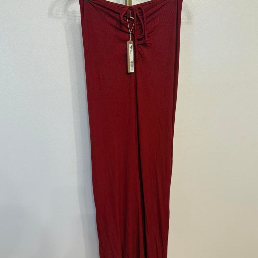 Skims soft lounge ruched maxi skirt in Brick. Size S NWT, MSRP $78